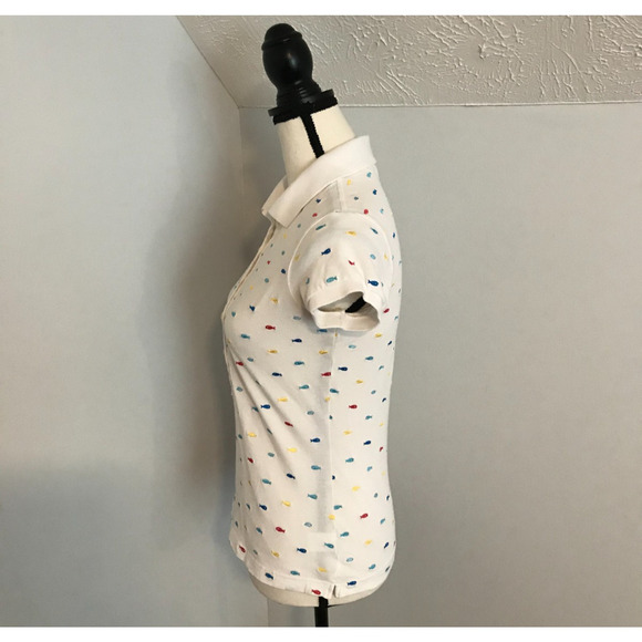Lilly Pulitzer White Polo Shirt with Multi-Colored Embroidered Fish - Size EXSM - Picture 2 of 9